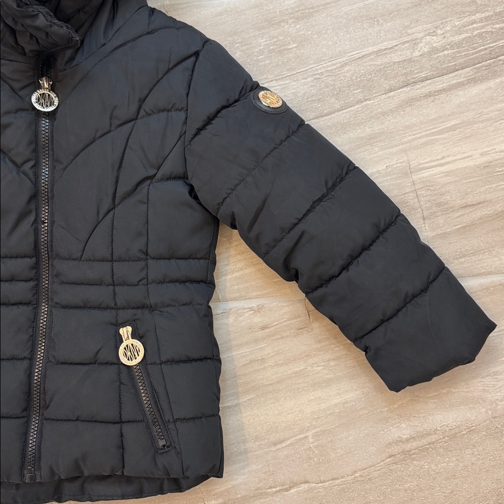 DKNY Girls 4 Hooded Winter Puffer Coat Full Zip Fleece Lined Warm Pockets‎ - Picture 5 of 14